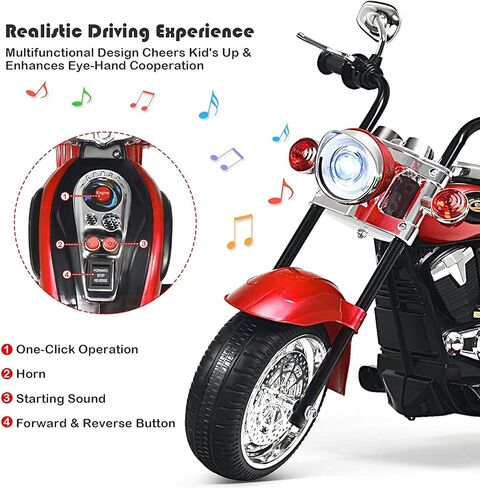 olakids Kids electric دراجة نارية كهربائية ، 6 فولت بطارية ركوب على دراجة نارية مروحية مع قرن ومصابيح أمامية و 3 عجلات تدريب دراجة نارية كهربائية للأطفال (Blue Iron) in Kuwait