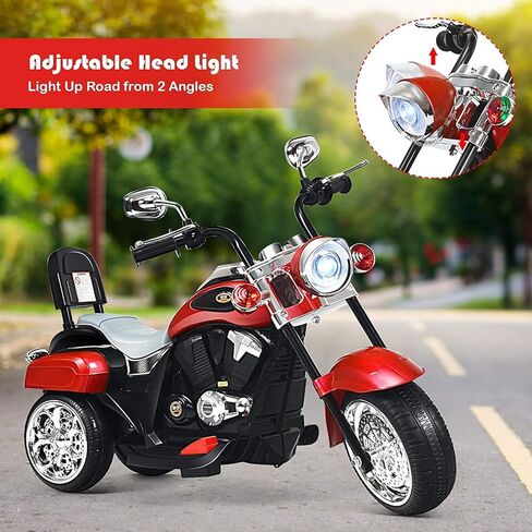 olakids Kids electric دراجة نارية كهربائية ، 6 فولت بطارية ركوب على دراجة نارية مروحية مع قرن ومصابيح أمامية و 3 عجلات تدريب دراجة نارية كهربائية للأطفال (Blue Iron) in Kuwait