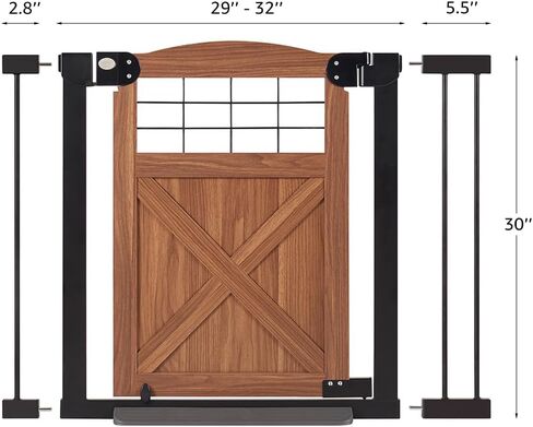 beeNbkks Barn Door Dog Gate, Anti-Kick Pet Gate with Walk Through Door, Modern Farmhouse Puppy Gate, Pressure Mounted Safety Dog Gate for Doorways Stairs House Kitchen, Expandable 29" to 40", 30" Tall in Saudi Arabia