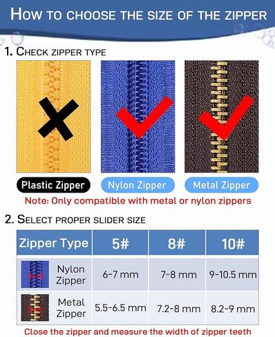 Durable Zipper Pull Replacement, Zipper Repair Kit with Fixing Tools, Professional Zippers Repair Solution for Jackets, Luggage, Bags, Tents and Outdoor Gear (Black, 5#) in Kuwait