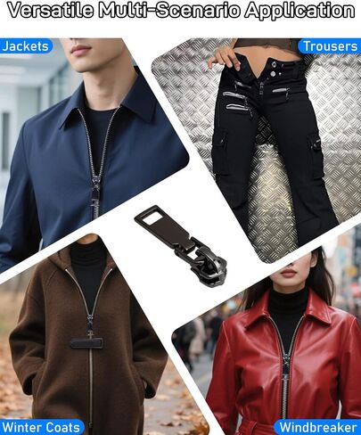 Durable Zipper Pull Replacement, Zipper Repair Kit with Fixing Tools, Professional Zippers Repair Solution for Jackets, Luggage, Bags, Tents and Outdoor Gear (Black, 5#) in Kuwait