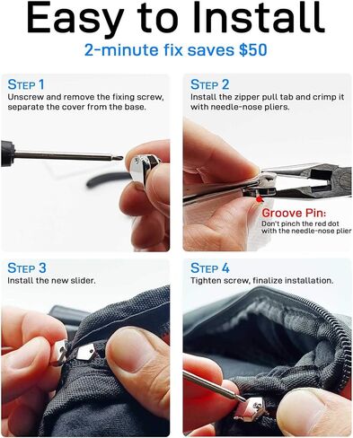 Durable Zipper Pull Replacement, Zipper Repair Kit with Fixing Tools, Professional Zippers Repair Solution for Jackets, Luggage, Bags, Tents and Outdoor Gear (Black, 5#) in Kuwait