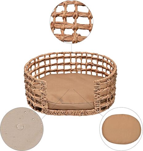 DBD4000A GIGI 24 "× 18" الحديثة البوهيمية الصفير المنسوج يدويًا سريرًا بيضاويًا مفتوحًا مع وسادة قابلة للآلة ، طبيعية in Kuwait