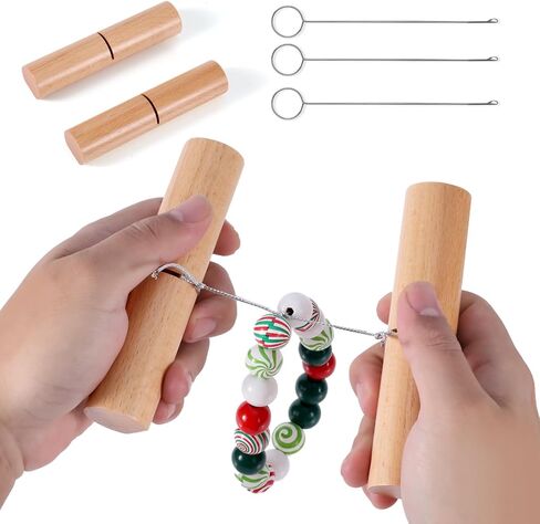 BOXOB Knot Grippers Tool for Silicone Beads, Include One Pair Beech Knotting Tightener & 3pcs Stainless Steel Loop Turner Puller Tools Knot Tying Tightening Tool for Wristlets Bracelets Keychains in Saudi Arabia
