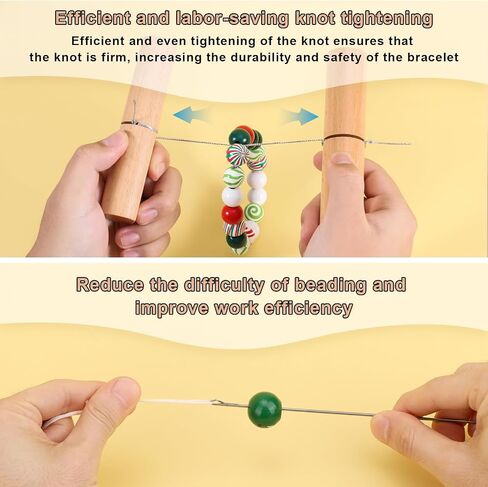 BOXOB Knot Grippers Tool for Silicone Beads, Include One Pair Beech Knotting Tightener & 3pcs Stainless Steel Loop Turner Puller Tools Knot Tying Tightening Tool for Wristlets Bracelets Keychains in Saudi Arabia