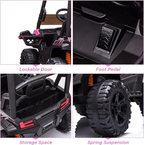 12V Kids Ride on UTV Electric Vehicle for Toddlers Battery Powered Ride On Car Toy with Remote Control, 4 Wheels Spring Suspension, LED Lights, Music, White in Saudi Arabia