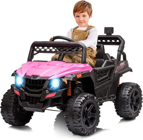 12V Kids Ride on UTV Electric Vehicle for Toddlers Battery Powered Ride On Car Toy with Remote Control, 4 Wheels Spring Suspension, LED Lights, Music, White in Saudi Arabia