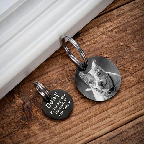 علامات الكلب المخصصة في Valyria ، نص صورة مخصصة محفورة بالفولاذ المقاوم للصدأ معرف الكلب العلامات للحيوانات الأليفة ، طوق القطط والكلب ، نقش بالليزر العميق ، محفور اختياري على كلا الجانبين in Kuwait