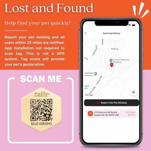 علامة معرف الحيوانات الأليفة الكلاسيكية QR ، فولاذ صغير مطلي بالذهب ، من الدرجة العسكرية ، للحيوانات الأليفة التي تزيد عن 25 رطلاً (كبير) ، تشمل تطبيق إدارة الحيوانات الأليفة المجاني in Kuwait