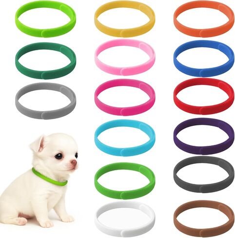 30 PCS Puppy Whelping Proflars for القمامة ، ألوان متنوعة جرو معرف الياقات القابلة للتعديل الكلب الكلب الكلب الكلاب حديثي الولادة الفرقة للحيوانات الأليفة (S/M) in Kuwait