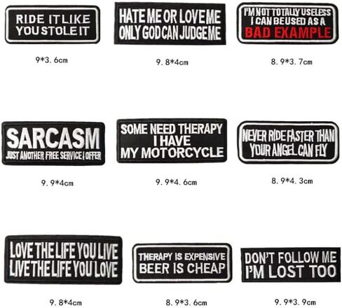 YLY Iron On Patch,40pcs Assorted Funny Slogan Letter Iron on/Sew on Word Embroidered Patches for Motorcycle Biker Vest Backpacks Jeans Jackets Bag Gear Uniform Hat Clothing in Saudi Arabia