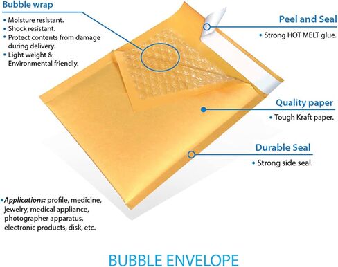 200#1 7.25x12 Kraft Bubble Padded Envelopes Mailers Shipping Case 7.25"x12" in Saudi Arabia