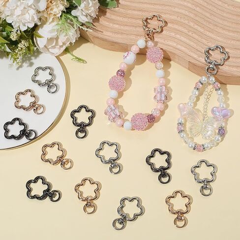 SUNNYCLUE 1 Box 24Pcs Flower Keychain Clasp Swivel Snap Key Chain Bulk Gold Silver Metal Cute Blossom Spring Snap Lobster Claw Hook for Keyring Craft DIY Bags Supplies Party Wedding Favor Women Adult in Saudi Arabia