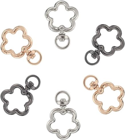SUNNYCLUE 1 Box 24Pcs Flower Keychain Clasp Swivel Snap Key Chain Bulk Gold Silver Metal Cute Blossom Spring Snap Lobster Claw Hook for Keyring Craft DIY Bags Supplies Party Wedding Favor Women Adult in Saudi Arabia