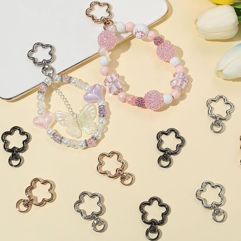 SUNNYCLUE 1 Box 24Pcs Flower Keychain Clasp Swivel Snap Key Chain Bulk Gold Silver Metal Cute Blossom Spring Snap Lobster Claw Hook for Keyring Craft DIY Bags Supplies Party Wedding Favor Women Adult in Saudi Arabia