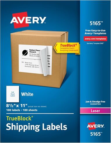 AVE5165 - Avery Shipping Labels with TrueBlock Technology in Saudi Arabia