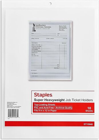 حاملي تذاكر الوظائف Staples ، 9 بوصة × 12 بوصة ، واضحة ، 30/كرتون (ST15946/15946VS) in Saudi Arabia