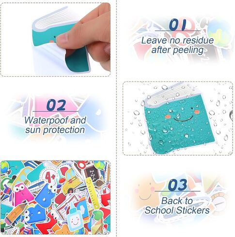 200 PCS العودة إلى الملصقات المدرسية للأطفال اليوم الأول من ملصقات المدارس القصاصات لمكافحة ماء شارات علوم الفينيل للمراهقين للطلاب هدايا المعلمين مكافآت زجاجات الكمبيوتر المحمول in Saudi Arabia