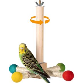 Bird Stand Perch Toy, 360° Wooden Spinning Toy for Parrots, Fun Cage Toy Accessory, Suitable for Budgies, Cockatiels, Lovebirds, Parakeets, Finches and Other Small to Medium Birds in Saudi Arabia