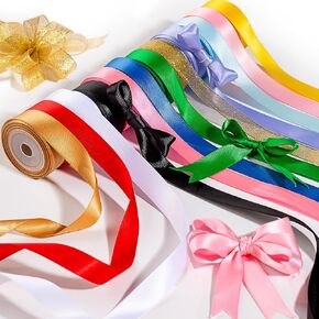 Rainbow Ribbon for Gift Wrapping and Crafts, 5/8''X12 Rolls Double Face Satin Ribbon Pack for Flower Bouquet Happy Birthday Party Decorations,60yads Silk Fabric Ribbons for Hair Gift Wrap Bows Floral in Saudi Arabia
