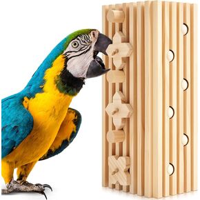 12 x 5 x 4 Inches Extra Large Bird Parrot Toy Activity Block Multicolored Natural Wooden Parrot Cage Chewing Toys for Large Medium Macaws Cockatoos African Grey Birds in Kuwait