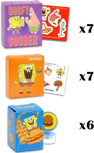 Spongebob Party Favors for 20 Guests Bundle ~ 20 Pieces Spongebob Favor Boxes with Stickers, Tattoos and Stampers for Kids Birthday Party | Spongebob Party Supplies and Decorations Combo Pack in Saudi Arabia