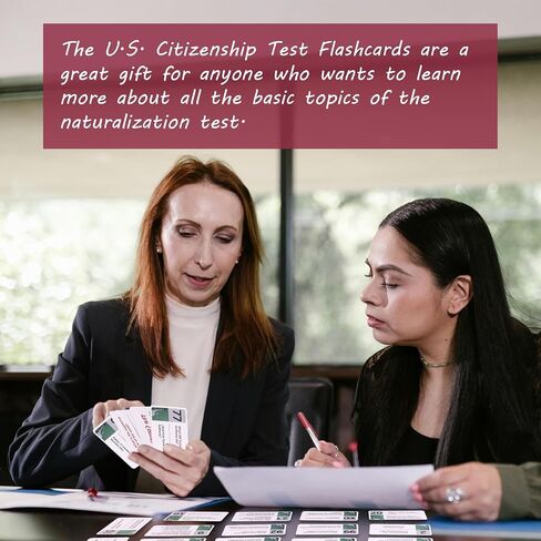 US Citizenship Flash Cards 2025, Bilingual English & Spanish Naturalization Test Study Guide with 100 Civics Test Questions & Answers Portable Flashcards Booklet Combo Set for Citizenship in Saudi Arabia