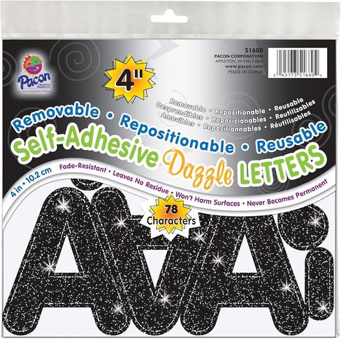 Pacon 4-inch Self-Adhesive Puffy Font Letters, Gold Dazzle, 78 Characters (PAC51689) in Saudi Arabia