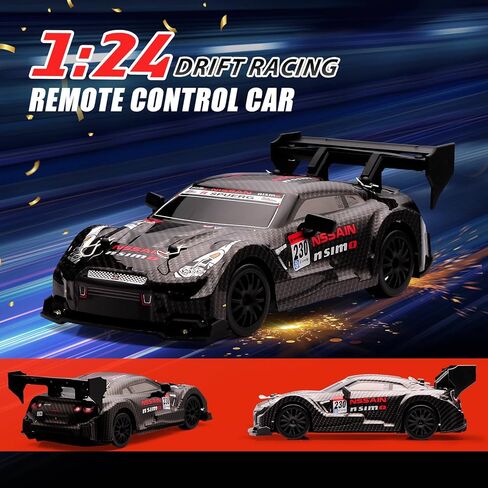 1:24 Scale RC Drift Car ، 4WD 2.4 جيجا هرتز عالية السرعة سباق سيارة رياضة رياضة السيارات مع أضواء LED ، السباق وعجلات الانجراف للبالغين الأولاد هدية الأطفال (8601 أسود) in Kuwait