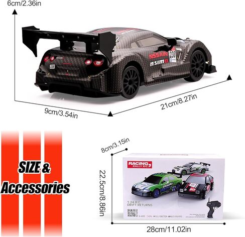 1:24 Scale RC Drift Car ، 4WD 2.4 جيجا هرتز عالية السرعة سباق سيارة رياضة رياضة السيارات مع أضواء LED ، السباق وعجلات الانجراف للبالغين الأولاد هدية الأطفال (8601 أسود) in Kuwait