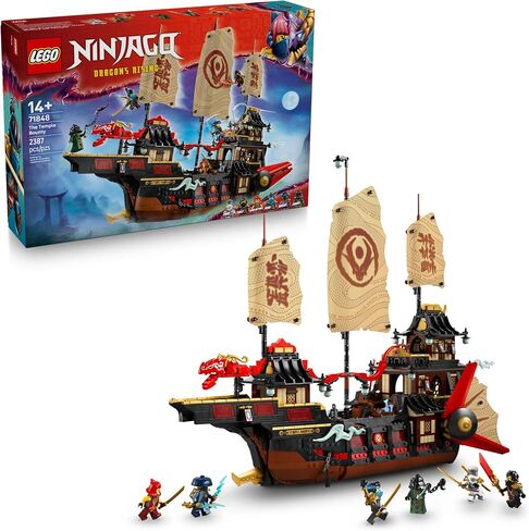 Lego Ninjago the Temple Bounty Building Toy - قارب متعدد المستويات مع 6 أعمدة Ninja Toy Minificures للأطفال ، تتراوح أعمارهم بين 14+ - مجموعة بناء النماذج مع موقف العرض - Dragons Rising Gift for Teen Boys & Girls - 71848 in Saudi Arabia