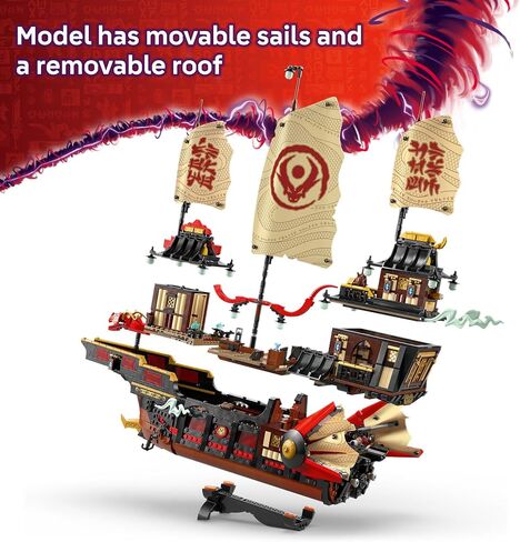 Lego Ninjago the Temple Bounty Building Toy - قارب متعدد المستويات مع 6 أعمدة Ninja Toy Minificures للأطفال ، تتراوح أعمارهم بين 14+ - مجموعة بناء النماذج مع موقف العرض - Dragons Rising Gift for Teen Boys & Girls - 71848 in Saudi Arabia