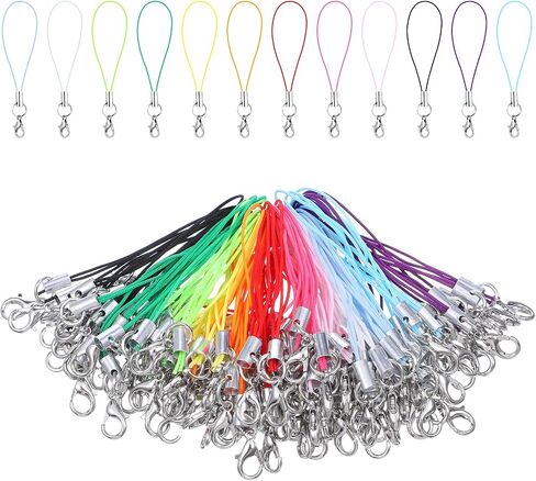 حزام سحر الهاتف 120pcs مع جراد البحر مشبك الحبل Lanyard Lariat Lanyard Lanyard Charms Clasp for Keychain Clasps USB Drive DIY مجوهرات المحمول سحر (ألوان مختلطة) in Saudi Arabia