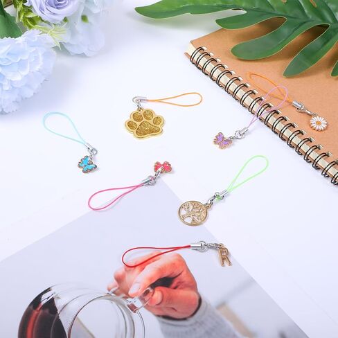 حزام سحر الهاتف 120pcs مع جراد البحر مشبك الحبل Lanyard Lariat Lanyard Lanyard Charms Clasp for Keychain Clasps USB Drive DIY مجوهرات المحمول سحر (ألوان مختلطة) in Saudi Arabia