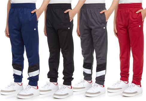 RBX Boys' Sweatpants - 4 Pack Active Tricot Warm-Up Jogger Track Pants (Size: 4-20), Size 5/6, Navy/Grey/Black/Grey in Saudi Arabia