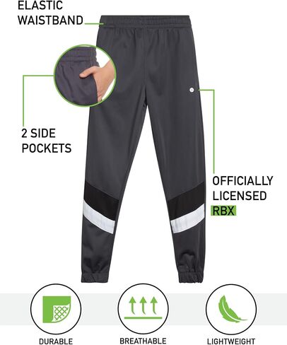 RBX Boys' Sweatpants - 4 Pack Active Tricot Warm-Up Jogger Track Pants (Size: 4-20), Size 5/6, Navy/Grey/Black/Grey in Saudi Arabia