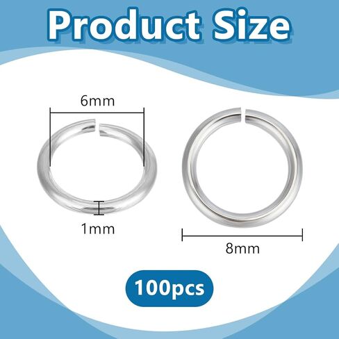 PH Pandahall 100pcs 925 Sterling Silver Flated Rings ، 8 مم حلقات قفزة مفتوحة من النحاس النحاس Ring Ring 18 Gauge Onldered O Ring لأقراط الأساور in Saudi Arabia