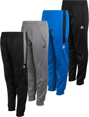 RBX Boys' Sweatpants - 4 Pack Active Tricot Warm-Up Jogger Track Pants (Size: 4-20), Size 5/6, Navy/Grey/Black/Grey in Saudi Arabia