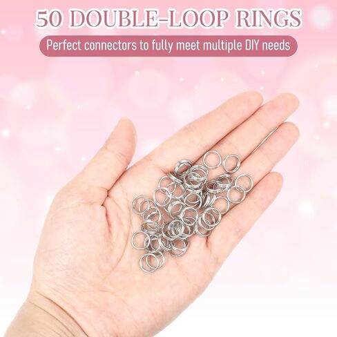 50pcs حلقة قفزة مقسمة مصغرة مع حلقات مزدوجة ، حلقات صغيرة من الفولاذ المقاوم للصدأ ، حلقات حلقات معدنية صغيرة لأساور قلادات المجوهرات الزخارف الحرف اليدوية و DIY (0.39in ، الفضة) in Saudi Arabia
