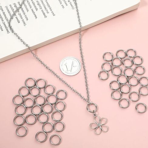 50pcs حلقة قفزة مقسمة مصغرة مع حلقات مزدوجة ، حلقات صغيرة من الفولاذ المقاوم للصدأ ، حلقات حلقات معدنية صغيرة لأساور قلادات المجوهرات الزخارف الحرف اليدوية و DIY (0.39in ، الفضة) in Saudi Arabia