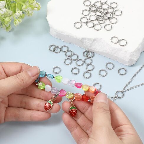 50pcs حلقة قفزة مقسمة مصغرة مع حلقات مزدوجة ، حلقات صغيرة من الفولاذ المقاوم للصدأ ، حلقات حلقات معدنية صغيرة لأساور قلادات المجوهرات الزخارف الحرف اليدوية و DIY (0.39in ، الفضة) in Saudi Arabia