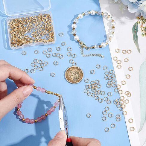 UNICRAFTALE 300Pcs Real 24K Gold Plated Stainless Steel 6mm Round Jump Rings for DIY Jewelry Crafting and Keychain Accessories in Saudi Arabia