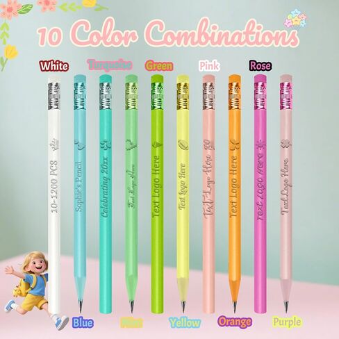 Personalized Pencils with Name Logo 10-3000 Pcs Custom Engraved #2 Triangular Pencils for Kids Student Teacher Back to School Offices Gifts in Saudi Arabia