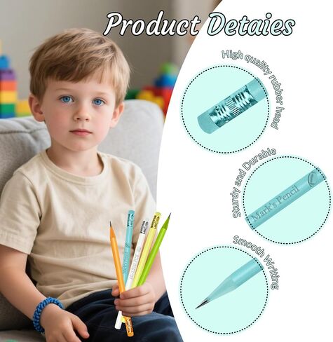 Personalized Pencils with Name Logo 10-3000 Pcs Custom Engraved #2 Triangular Pencils for Kids Student Teacher Back to School Offices Gifts in Saudi Arabia