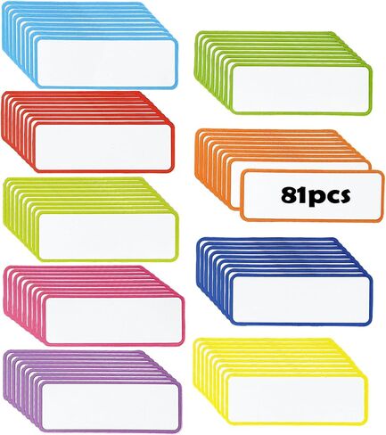 81pcs ملصقات محو جاف مغناطيسي ، 3.1x1.2inch علامات الاسم الملونة ، ملصقات تسمية قابلة لإعادة الاستخدام للمكتب ، الثلاجة ، اللوحة البيضاء ، فصل الخزانة ، 9 ألوان in Saudi Arabia