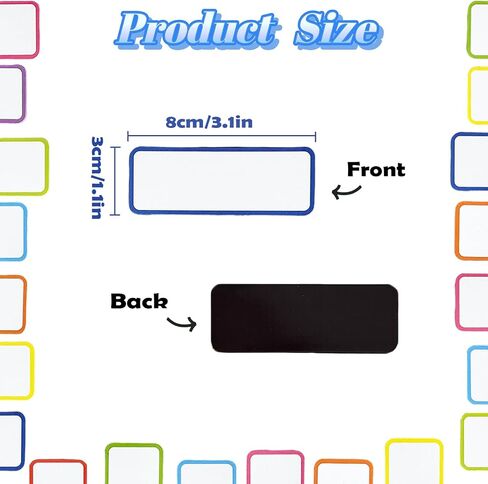 81pcs ملصقات محو جاف مغناطيسي ، 3.1x1.2inch علامات الاسم الملونة ، ملصقات تسمية قابلة لإعادة الاستخدام للمكتب ، الثلاجة ، اللوحة البيضاء ، فصل الخزانة ، 9 ألوان in Saudi Arabia