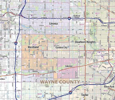 الطوبوغرافية الكبرى خريطة الجدار المترو مغلفة ديترويت (46 "× 42") in Kuwait