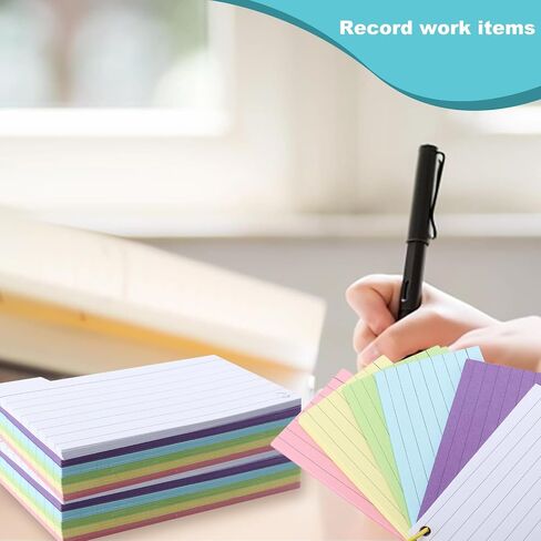 300 PCS Index Cards, 3.5 x 5 Inch Punched Colorful Flash Cards with 6 Binder Rings, Cue Cards for Studying, Blank Study Cards, Ruled Note Cards for Home, School, Office (6 Colours) in Saudi Arabia