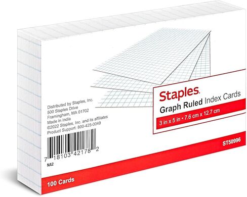 Staples 3-inch x 5-inch Index Cards, Graph Ruled, White, 300/Carton (ST50996-CCVS) in Kuwait