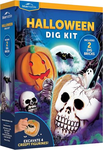 Halloween Dig Kit – Excavation Set with Skull & Pumpkin Dig Bricks, Includes Ghost, Mummy, Bat & Skull Figures, for Kids, Boo Basket Stuffers, Hands-On Activity in Saudi Arabia